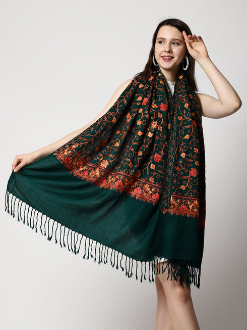 Women's Aari Embroidery Wool Stole